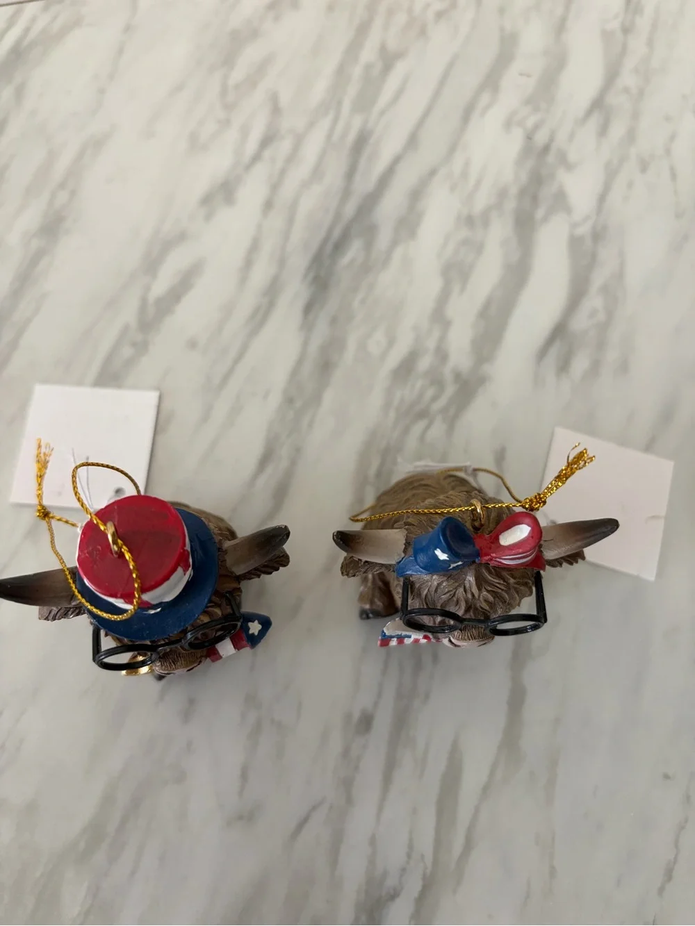 Patriotic Highland Cow Ornaments - Red White Blue